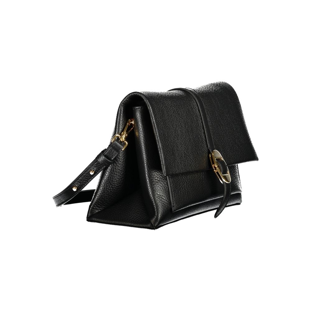 Coccinelle Black Leather Handbag with adjustable strap and internal pocket