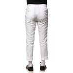 Dolce & Gabbana White Linen Mid Waist Cropped Pants