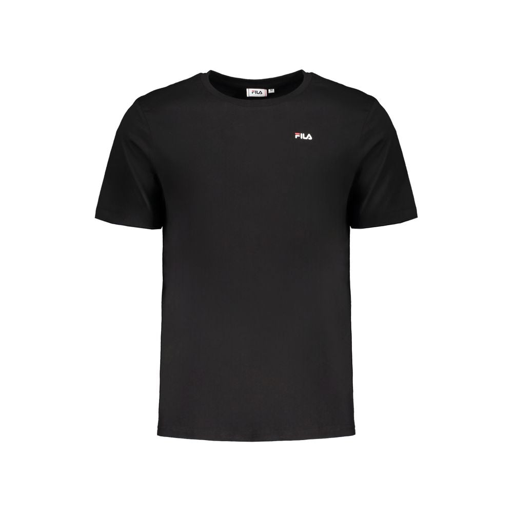 Fila White Cotton T-Shirt featuring crew neck, short sleeves, logo print, made from organic cotton, shown in black color.