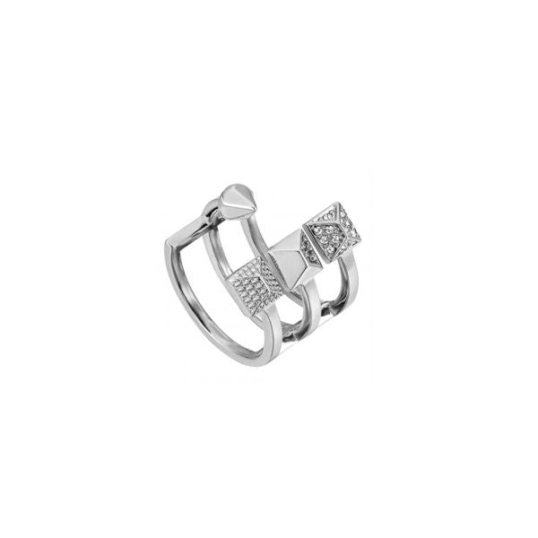 Stylish JUST CAVALLI JEWELS JEWELRY Mod. JCRG00170106 silver rings with geometric shapes, perfect for elegant fashion statements.