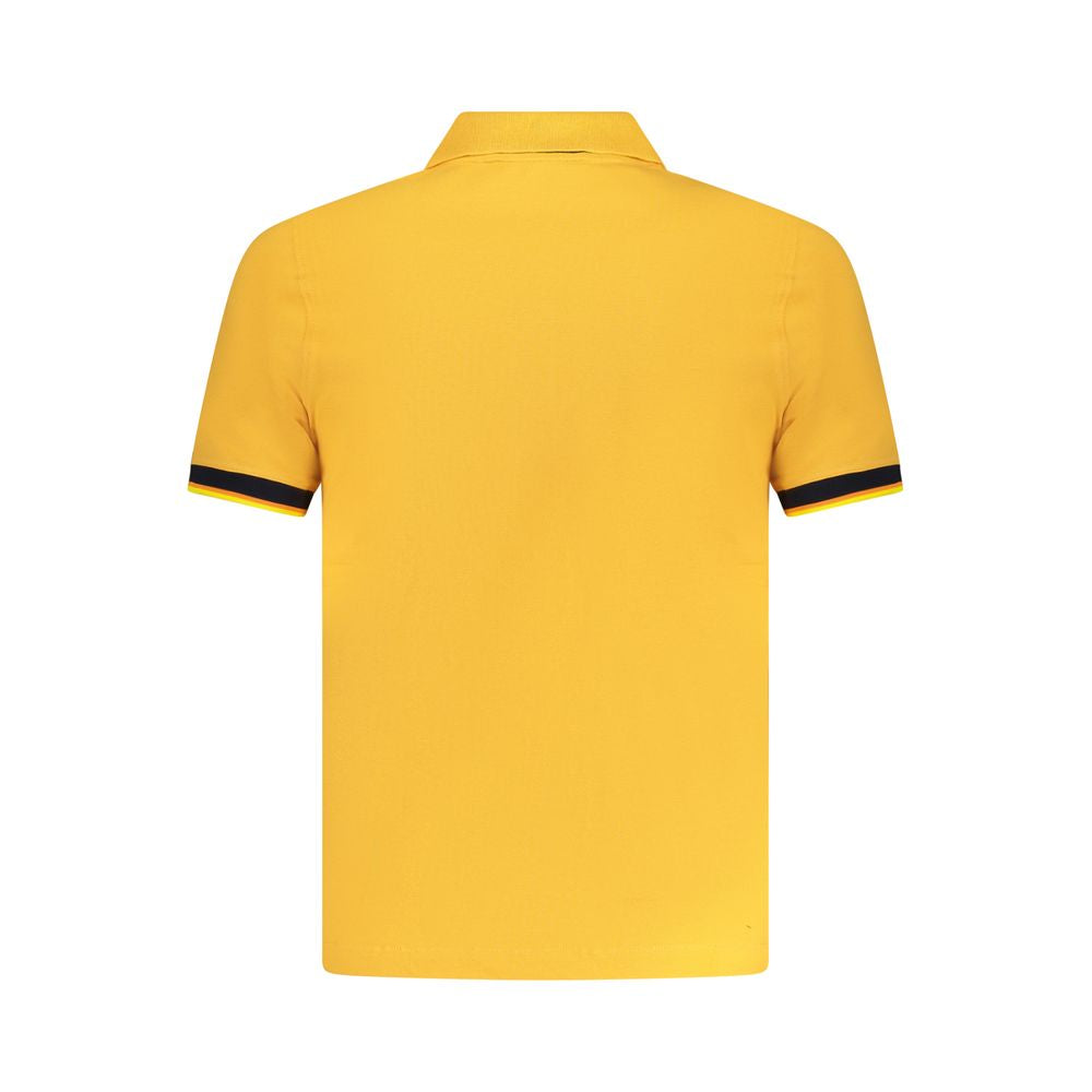 Back view of K-WAY Orange Cotton Polo Shirt with short sleeves, 2 buttons, contrasting details, and logo.