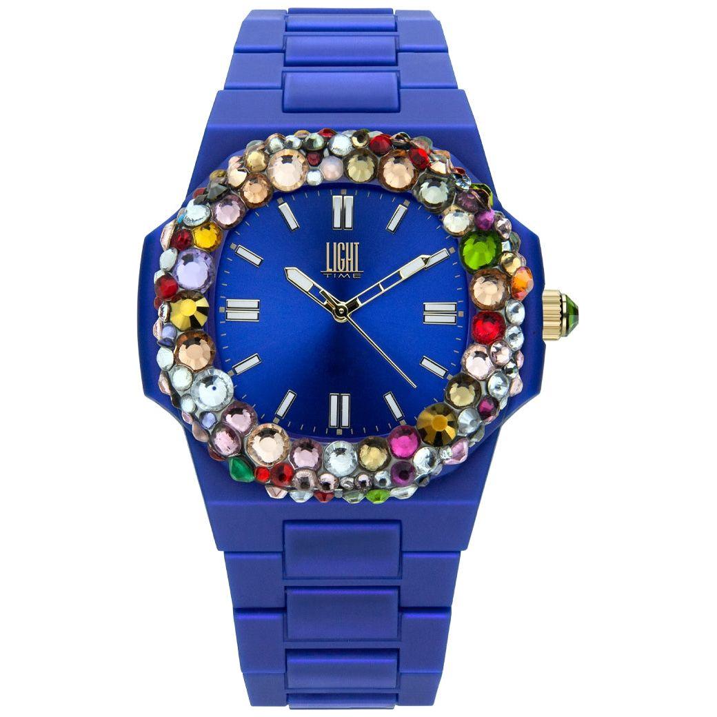 LIGHT TIME Mod. VELVET NAUTILUS - Blue Rainbow Strass WATCHES