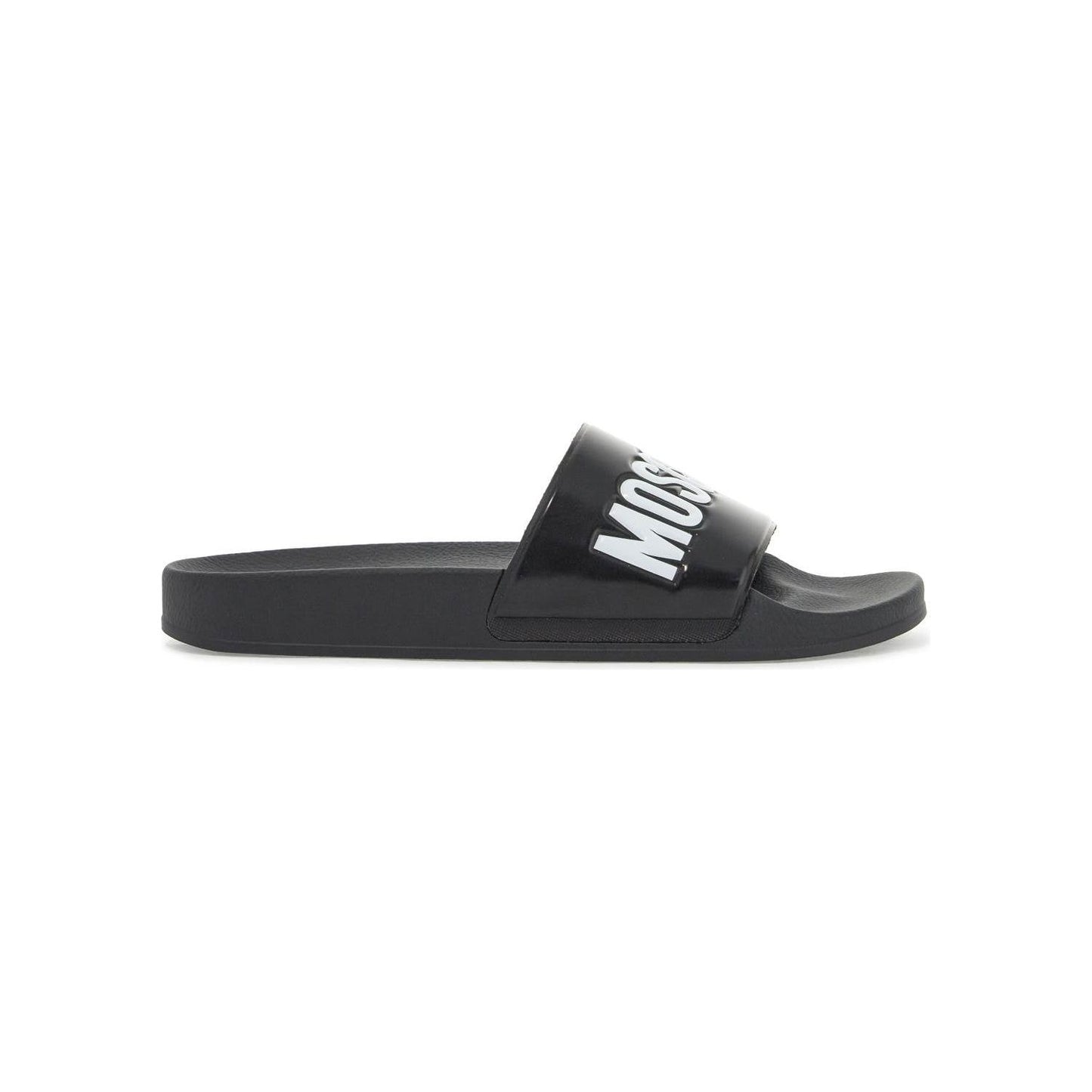 Moschino rubber slides with logo branding