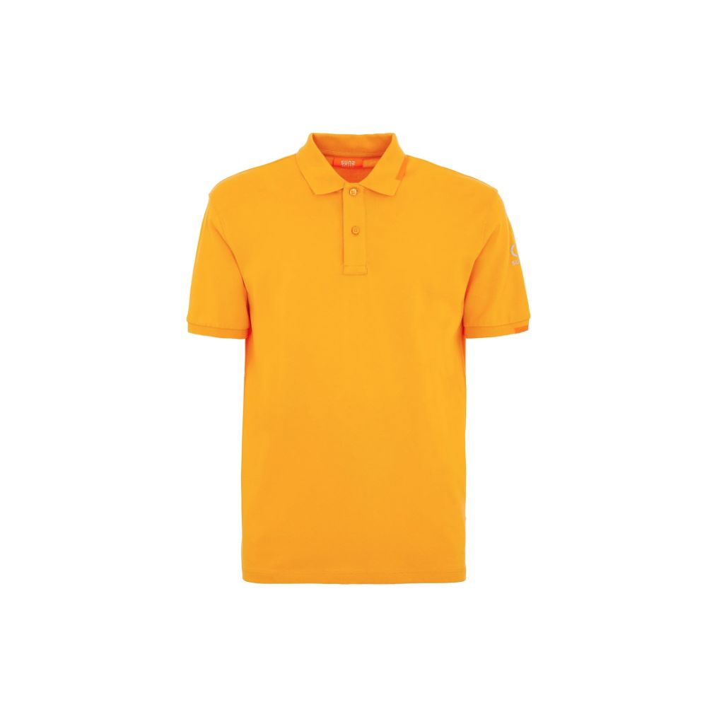Suns Orange Cotton Polo Shirt with ribbed collar, logo on sleeve, and button closure.