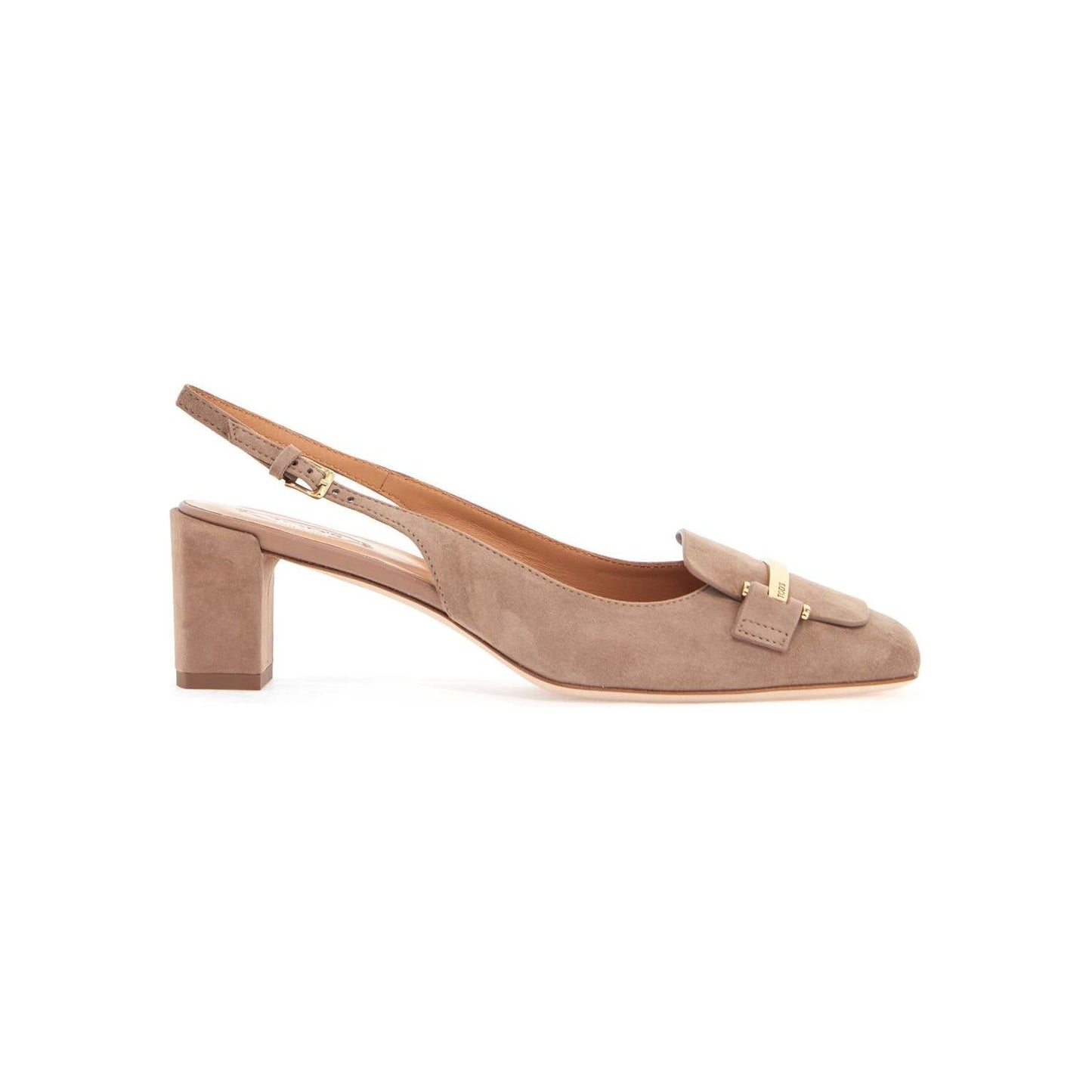 Tod'S cappuccino goat leather pumps with metal bar