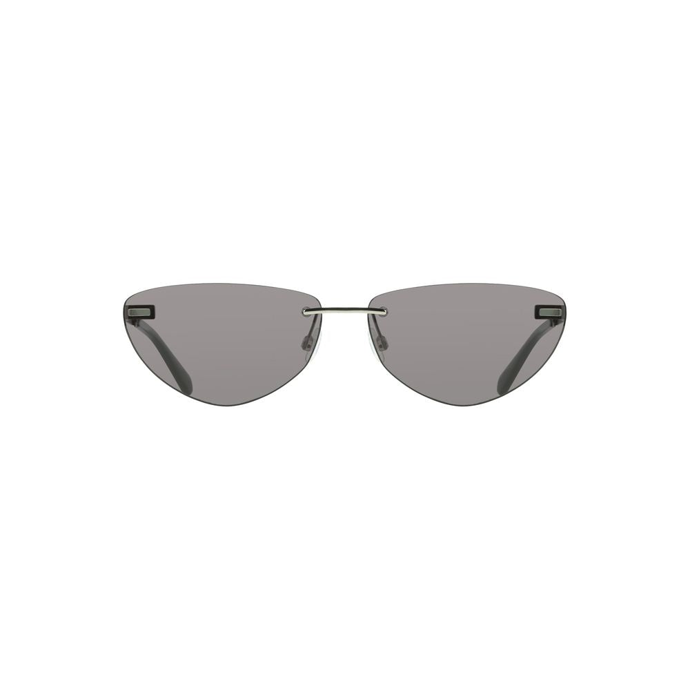 Calvin Klein black metal women's sunglasses with sleek design and smoke lenses, featuring iconic logo for a sophisticated style statement.