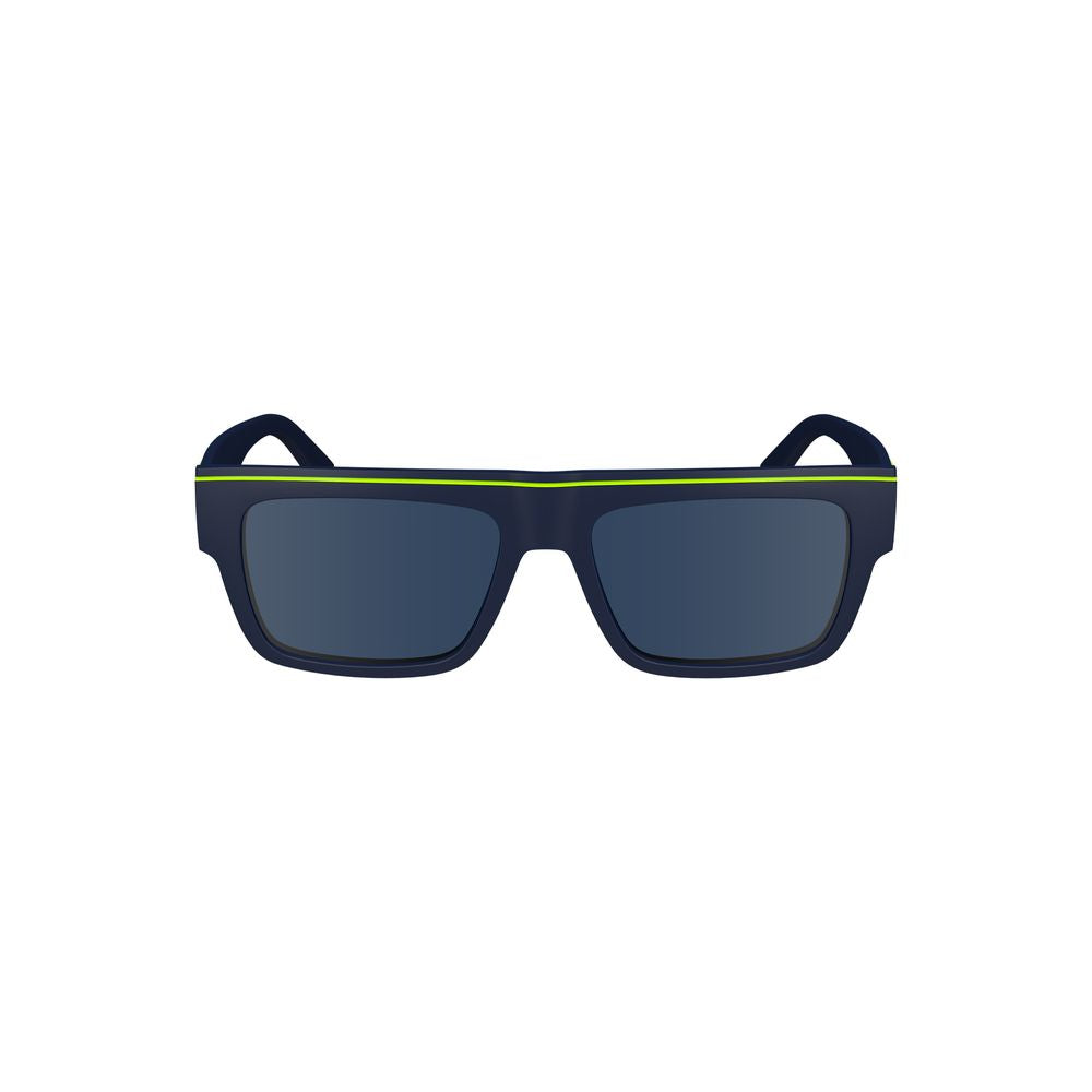 Calvin Klein Blue Plastic Men's Sunglasses with Rectangular Frame and Contrasting Details