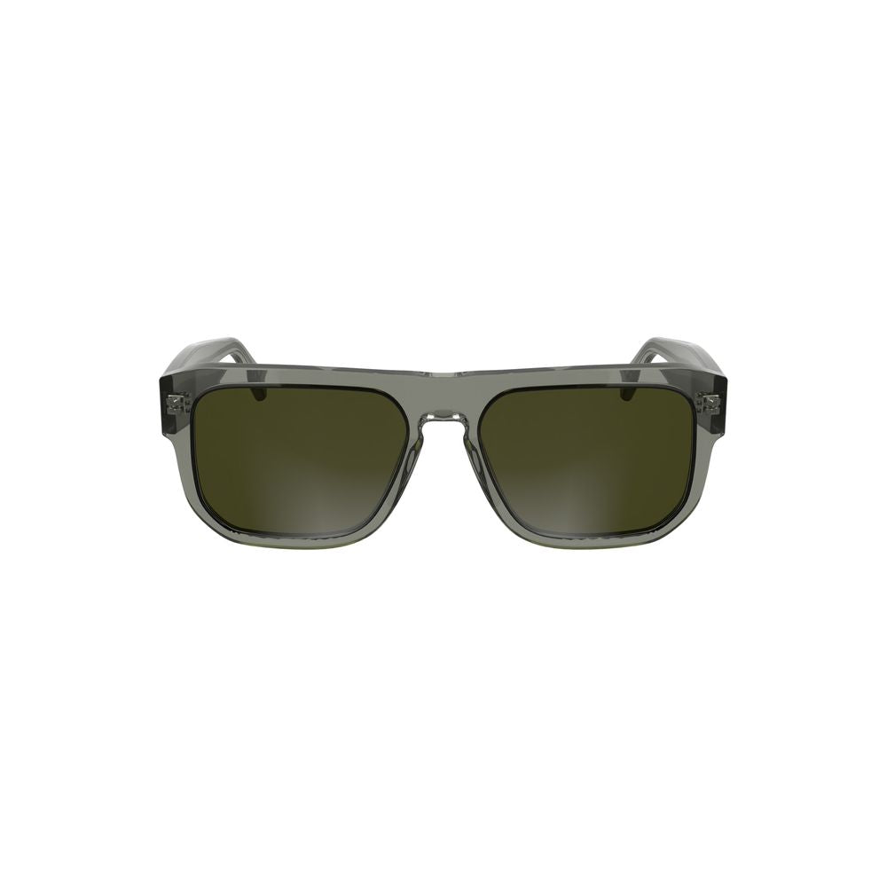 Calvin Klein brown acetate men's sunglasses with smoke-tinted square lenses, sleek design, and sophisticated style.