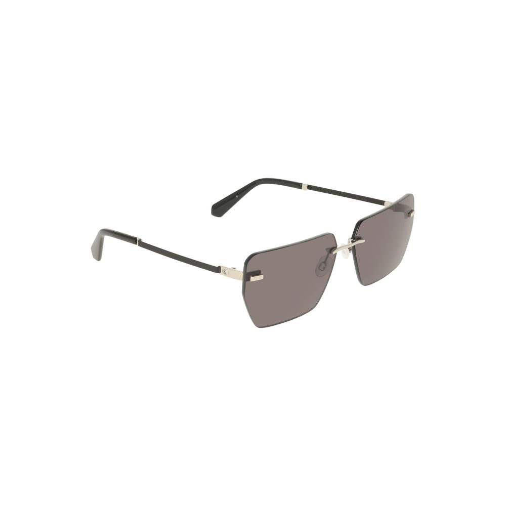 Calvin Klein gray metal sunglasses with square lenses in a minimalist design