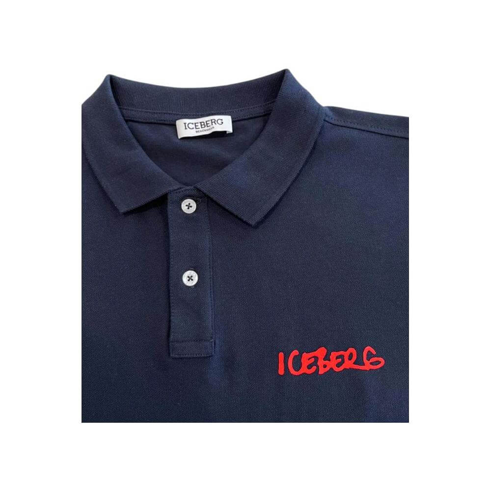 Iceberg blue cotton men's polo shirt with logo, classic style and modern twist, durable and comfortable for any occasion.