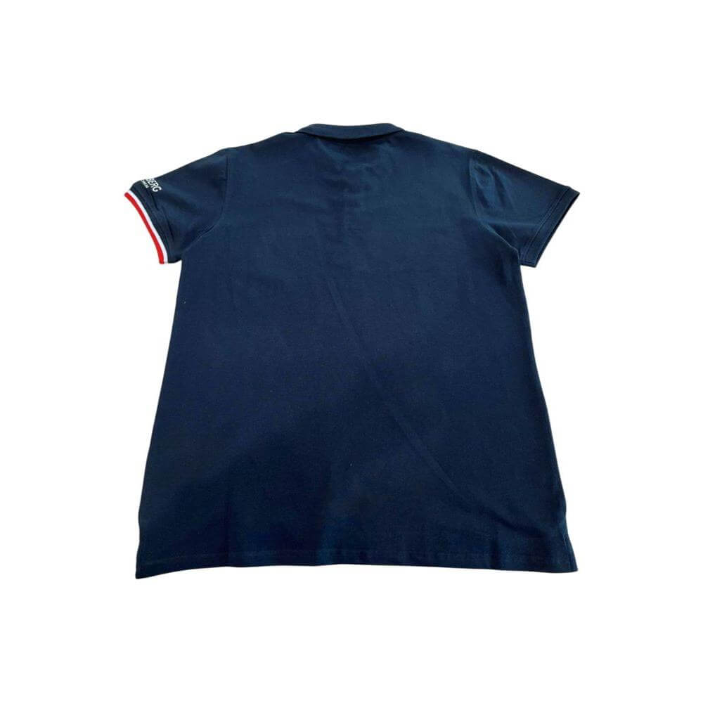 Back view of Iceberg Blue Cotton Men Polo Shirt showcasing sleek design and premium cotton fabric.