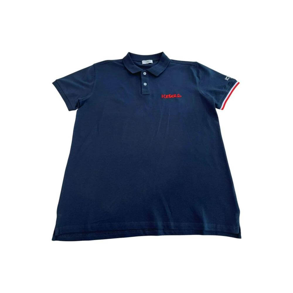 Iceberg Blue Cotton Men Polo Shirt with logo, showcasing classic design and modern style.