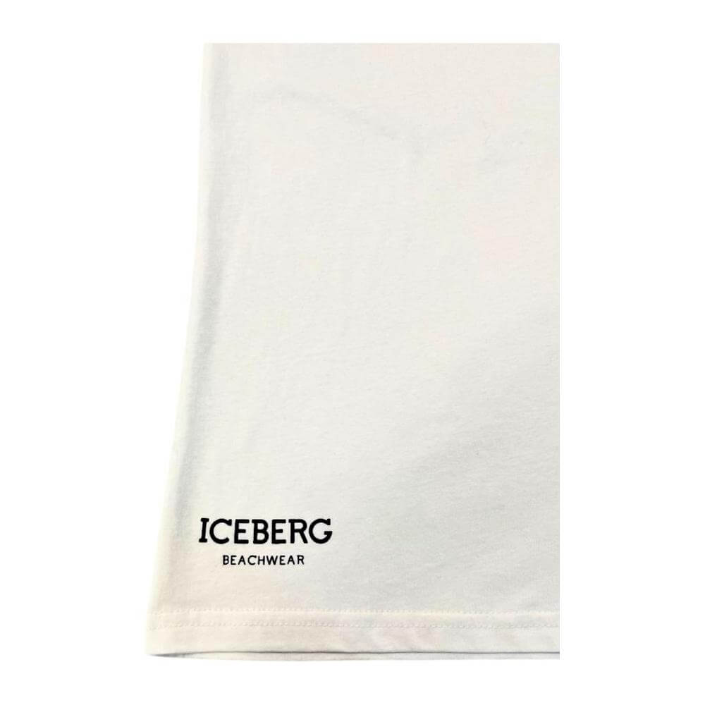 Iceberg white cotton men's T-shirt featuring iconic logo, perfect blend of comfort and designer flair, casual wear.