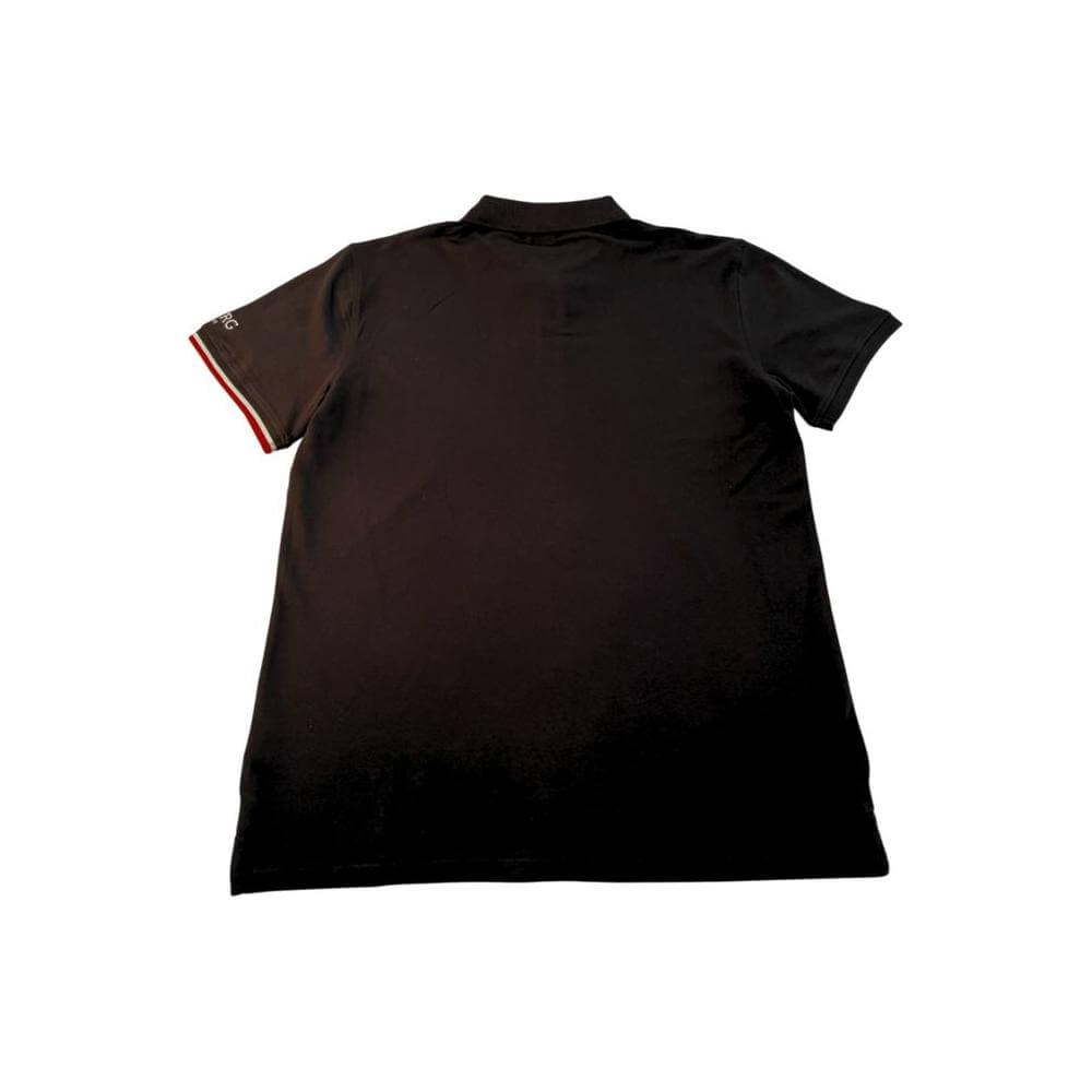Back view of Iceberg Black Cotton Men Polo Shirt with short sleeves and subtle logo detail.