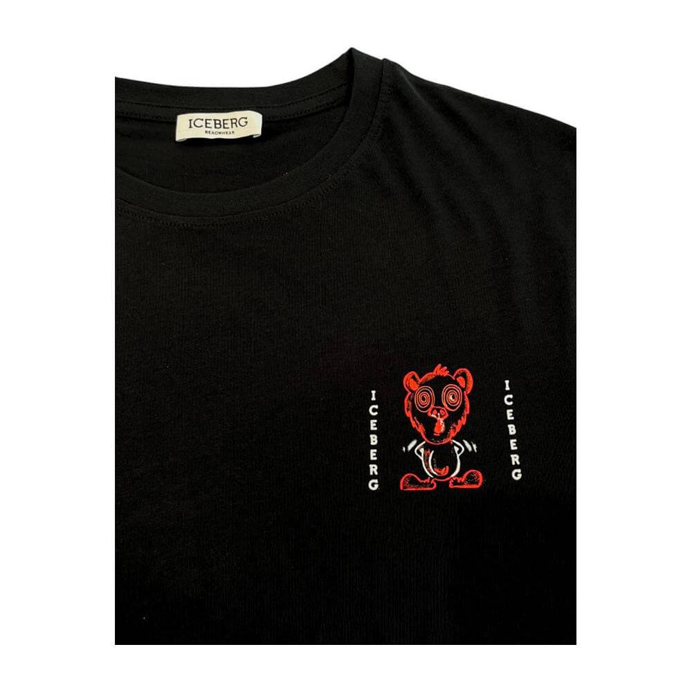 Elevate style with Iceberg black cotton men's t-shirt featuring iconic logo. Premium casual wear for trendsetters. Short sleeve crew neck.