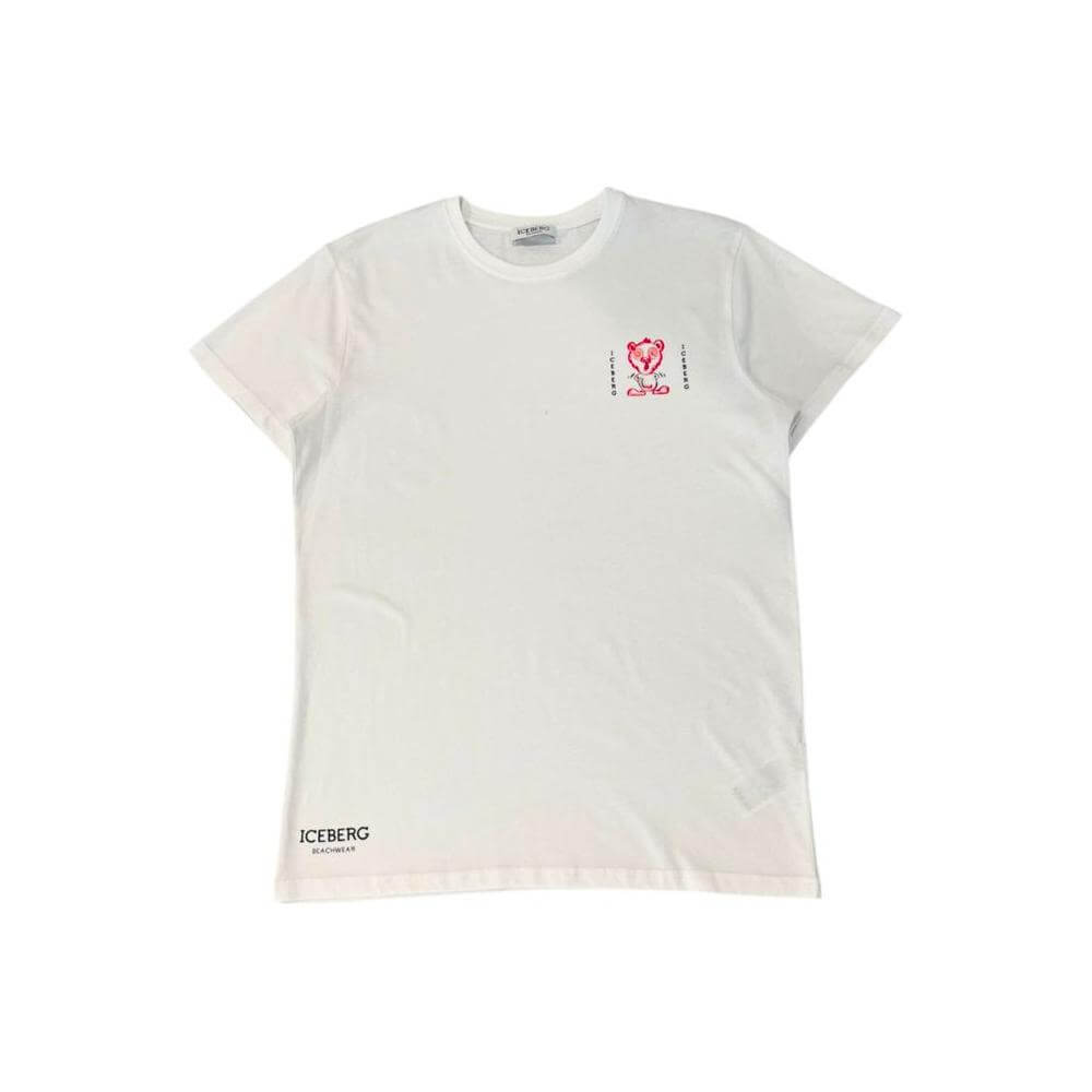 Iceberg White Cotton Men's T-Shirt featuring logo on chest, made from pure cotton for comfort and style, designer flair, color: white.