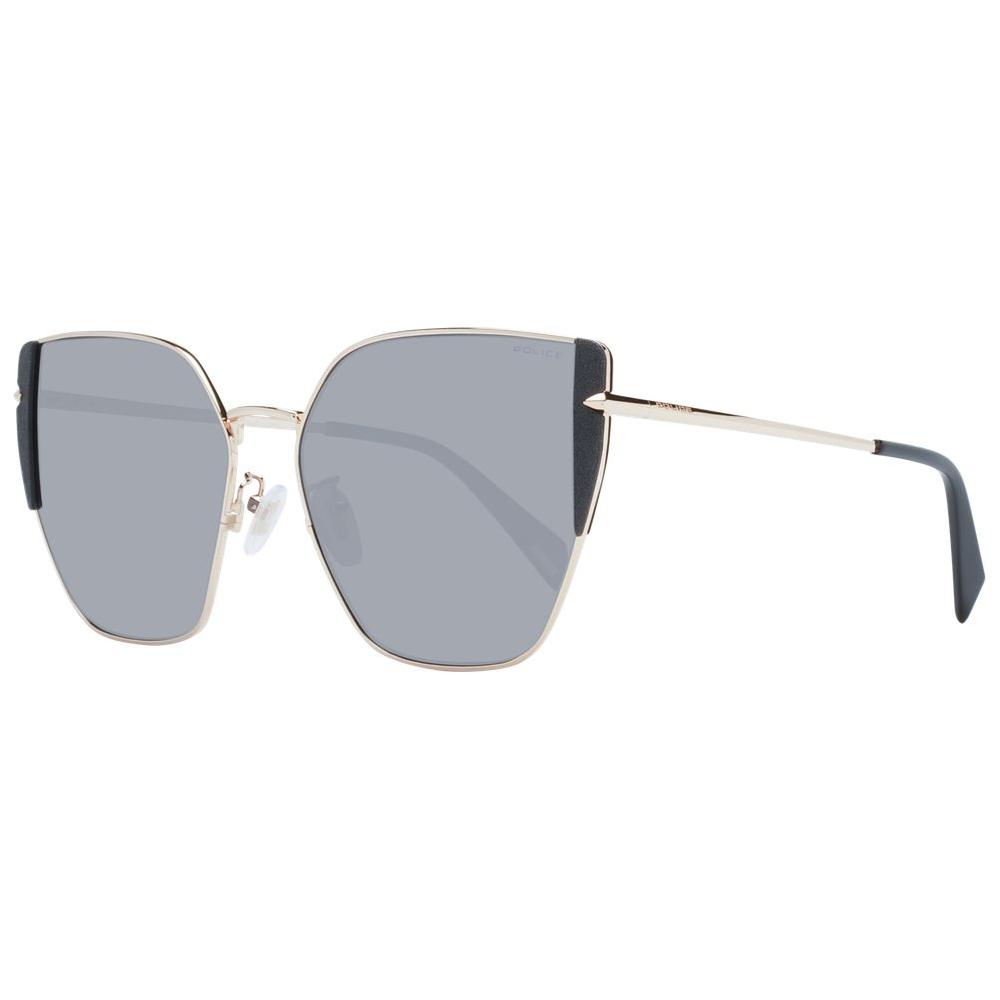 Rose gold women sunglasses with grey mirrored lenses, full-rim metal frame, butterfly style, and spring hinge design.