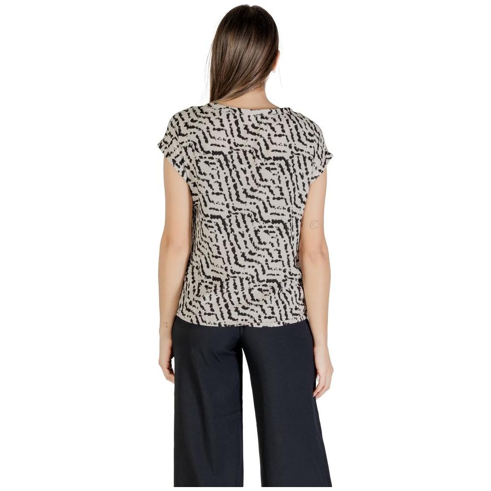Back view of Street One bicolor viscose shirt with short sleeves and modern design.