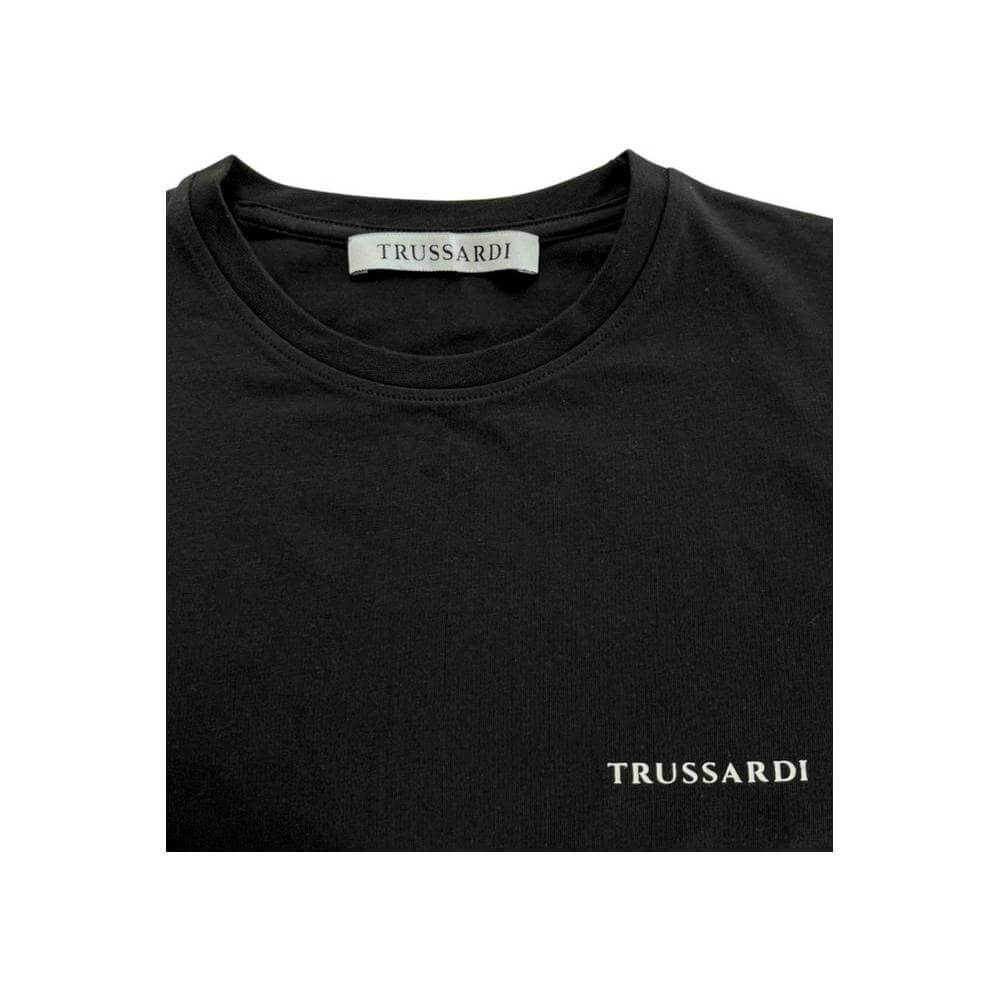 Alt Tag: Trussardi Beachwear Black Men's T-Shirt with Logo in Cotton, Minimalist and Stylish Design, Italian Fashion.