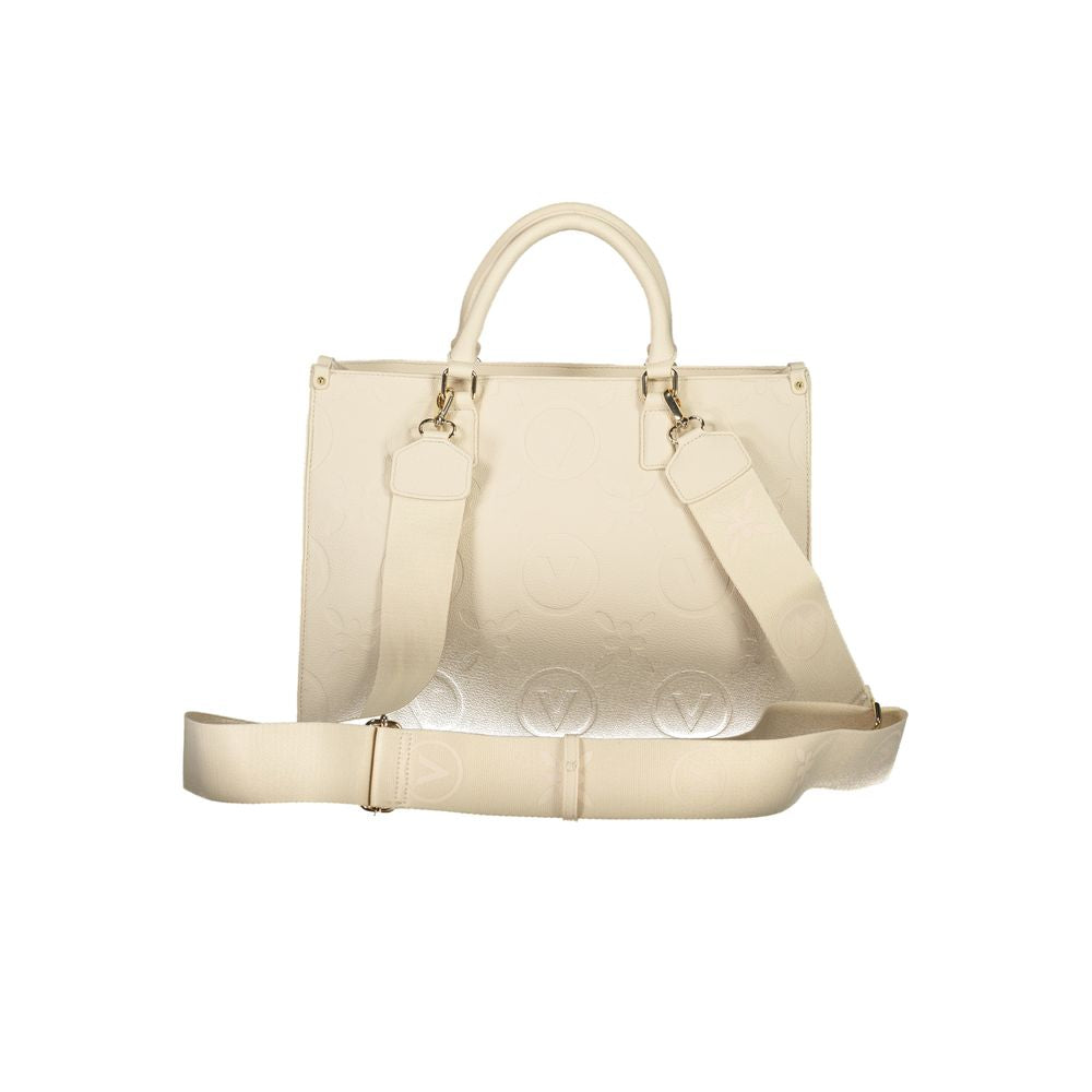 Valentino Bags Beige Polyethylene Women Handbag with dual straps and zip closure, elegant for essentials and organization.