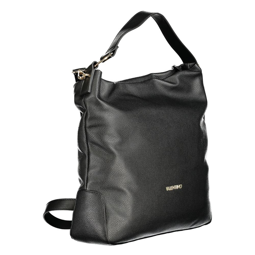 Valentino Bags black polyethylene handbag for women with adjustable removable strap and classic single handle.