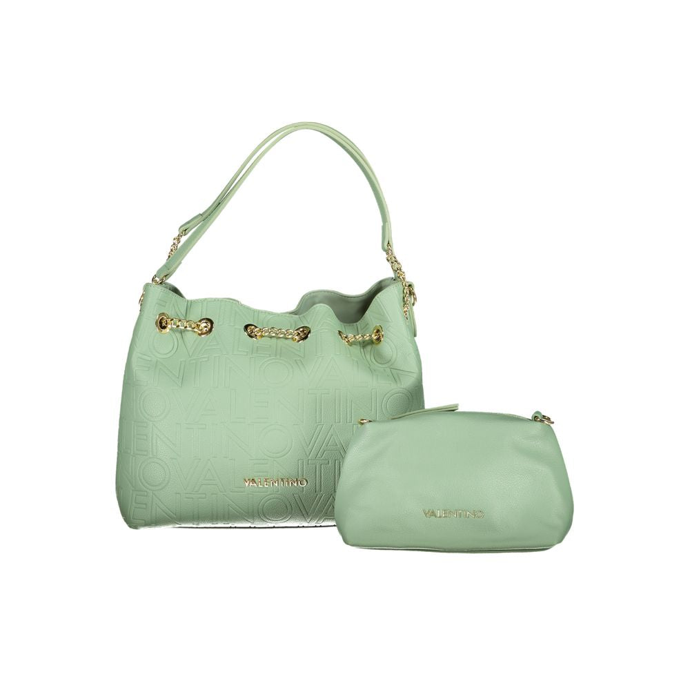 Valentino Bags green polyethylene handbag with two handles, adjustable straps, snap closure, and logo detail