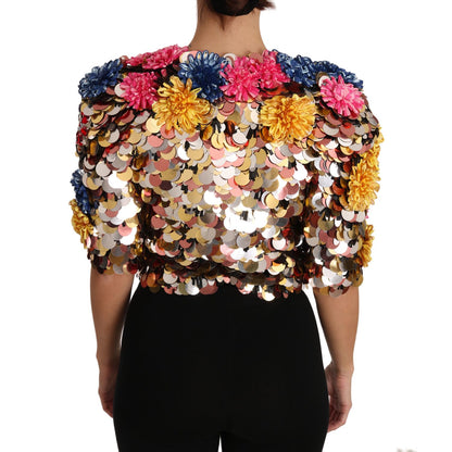 Dolce & Gabbana Crystal Sequined Floral Jacket Coat