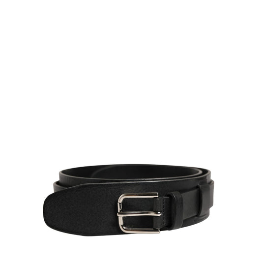 Dolce & Gabbana Men Black Classic Leather Metal Buckle Belt