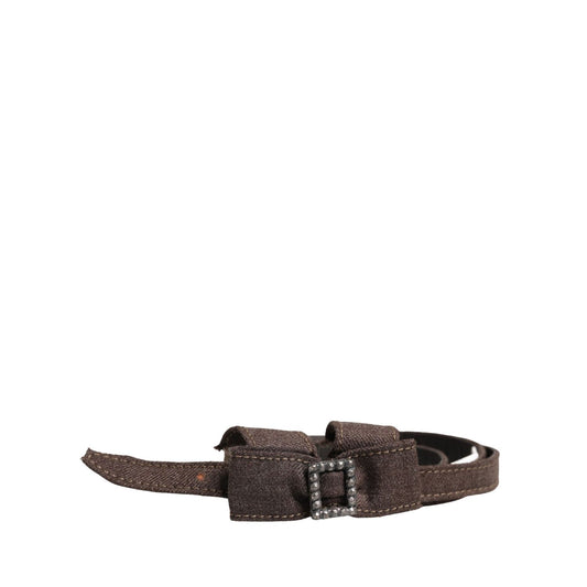 Ermanno Scervino Dark Brown Wool Bow Embellished Buckle Belt