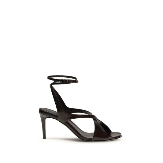 Khaite Black Calf Leather Bos Taurus Strap-On Sandals 1728,72470364320,Black,EU36.5/US6.5,EU37.5/US7.5,EU37/US7,EU38/US8,EU39/US9,EU40/US10,Khaite,New with tags,Sandals - Shoes,Shoes,Strap-Ons - Sandals - Shoes,Women