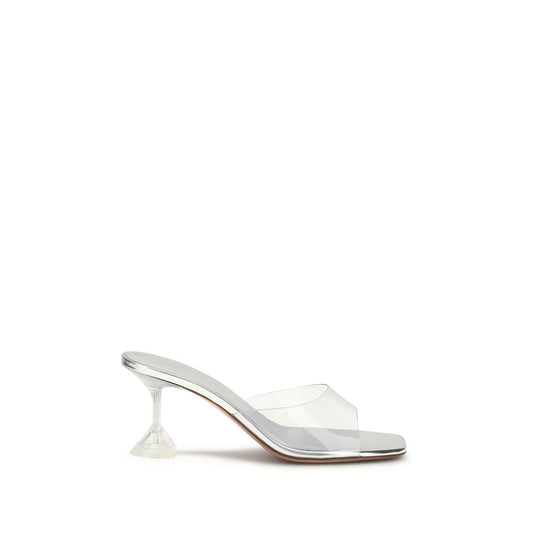 Amina Muaddi Silver Pvc Platform Sandals