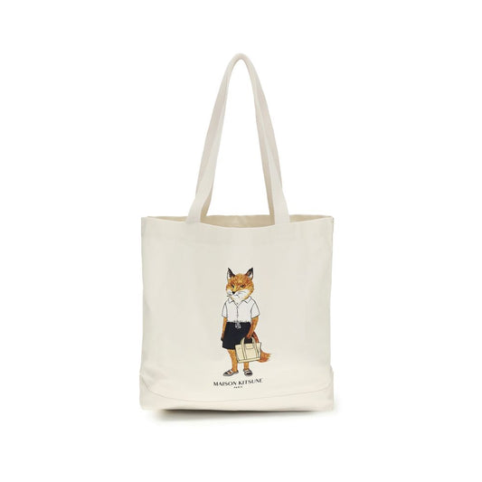 Maison Kitsuné Beige Cotton Handbag 1728,72470364320,Bags,Beige,Handbags - Bags,Maison Kitsuné,Men,New with tags