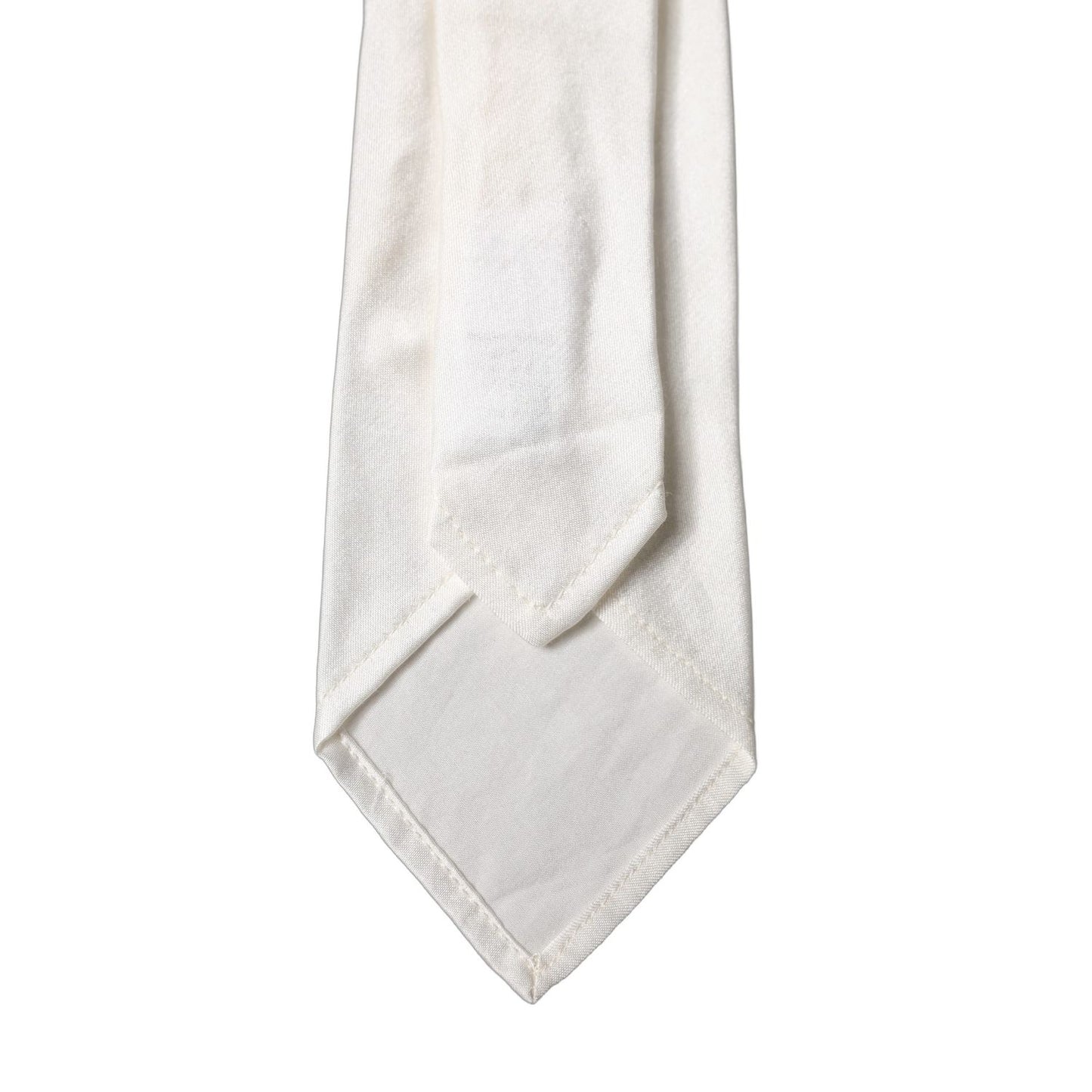 Dolce & Gabbana White Solid Silk Blend Adjustable Men Tied Necktie Tie