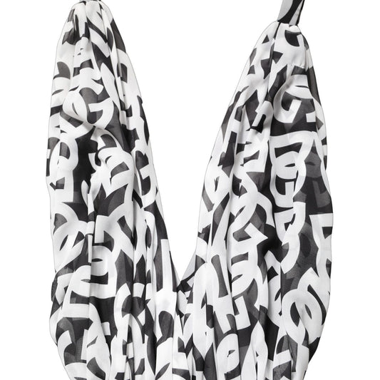 Dolce & Gabbana Black White Logo Sleeveless Floor Length Maxi Dress