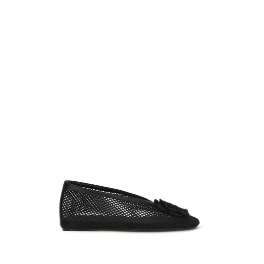 Ganni Black Polyethylene Ballet Flats
