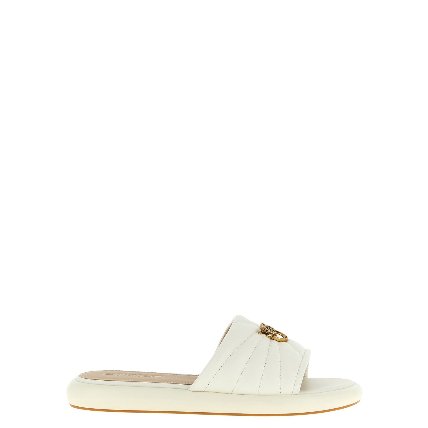 PINKO White Lambskin Slides