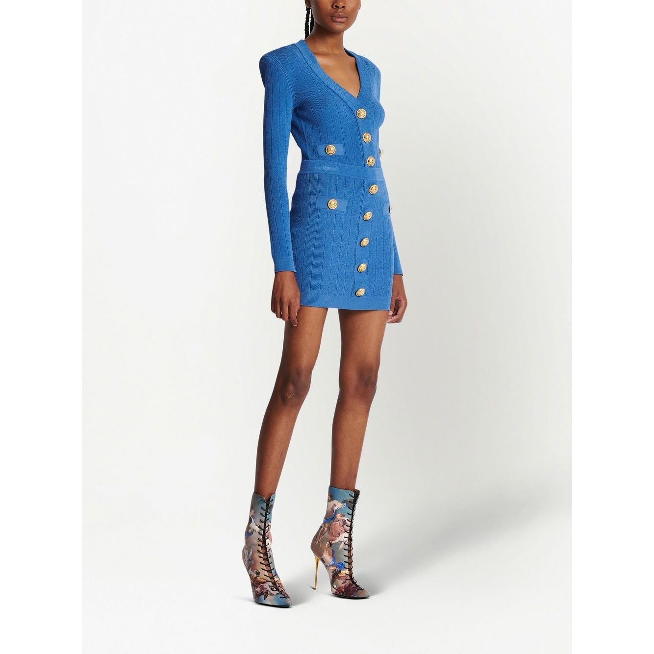 Balmain Button-detail knitted miniskirt