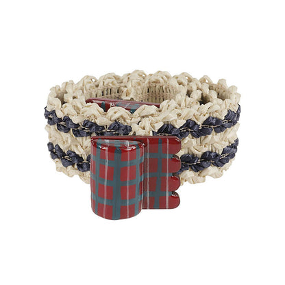 Exquisite J Striped raffia belt Belts