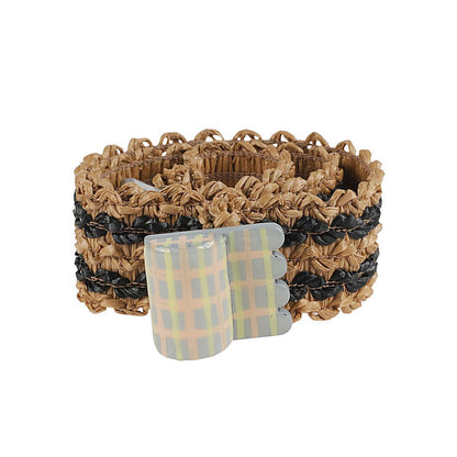 Exquisite J Striped raffia belt