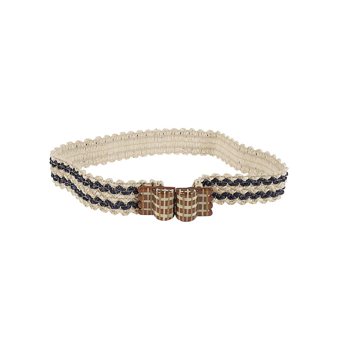 Exquisite J Striped raffia belt