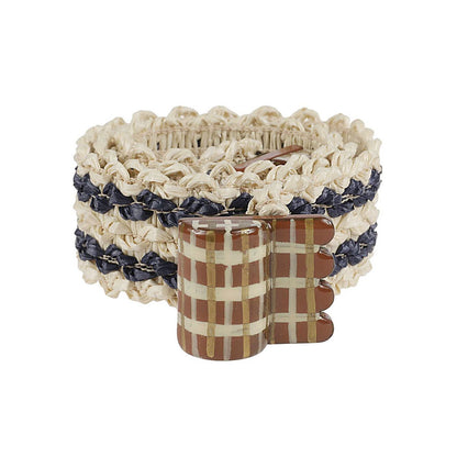 Exquisite J Striped raffia belt Belts