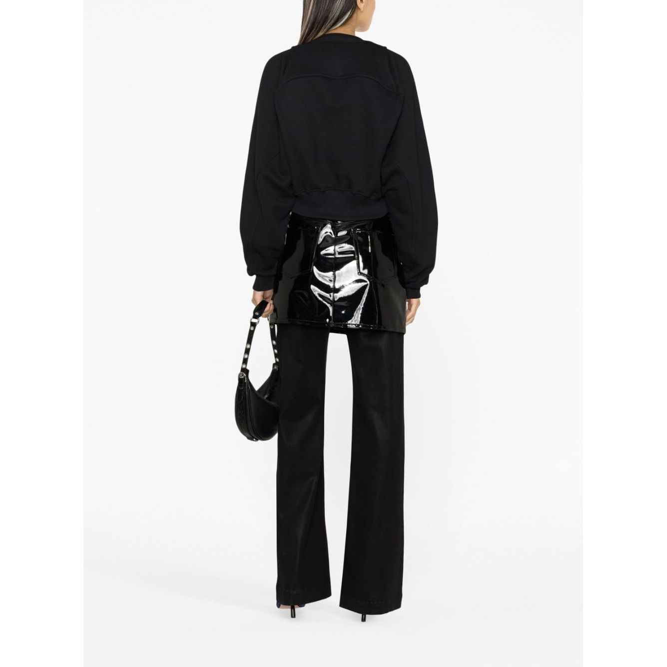 Off White Printed Crop Sweatshirt