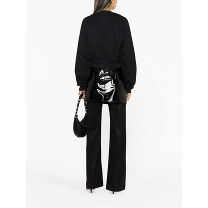 Off White Printed Crop Sweatshirt