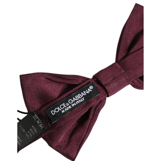 Dolce & Gabbana Men Maroon 100% Silk Adjustable Neck Papillon Bow Tie