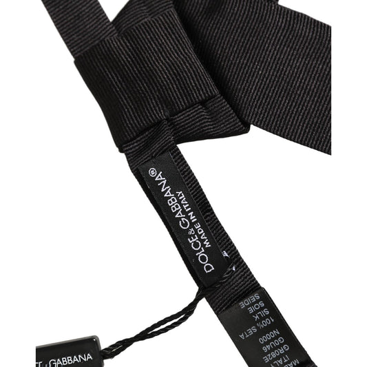 Dolce & Gabbana Men Black 100% SIlk Adjustable Neck Papillon Bow Tie
