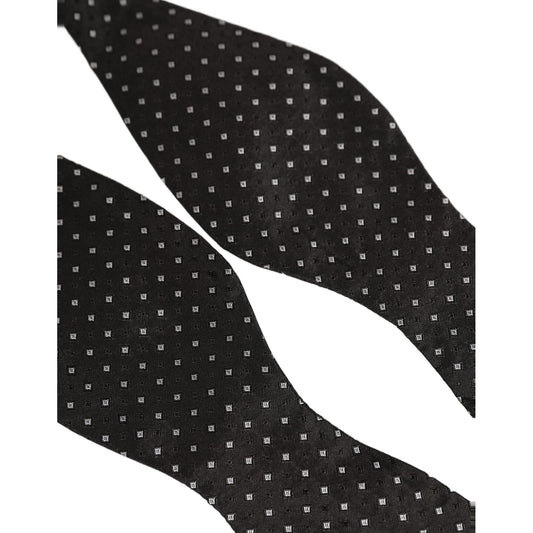 Dolce & Gabbana Black White Polka Dot Adjustable Neck Papillon Bow Tie