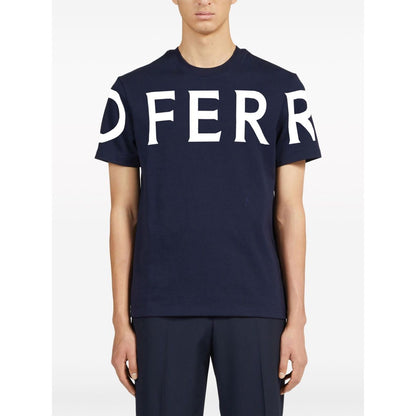 Ferragamo T-shirts and Polos Blue Topwear