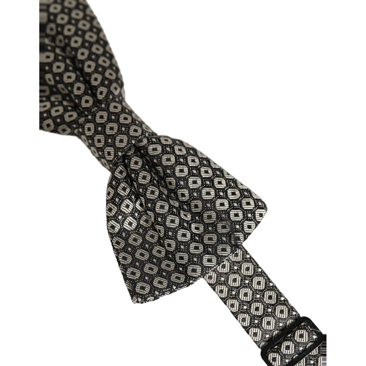 Dolce & Gabbana Men Gray Silk Patterned Adjustable Neck Papillon Bow Tie