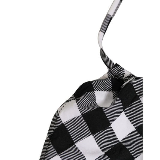Dolce & Gabbana Black White Checkered Halter Beachwear Bikini Top
