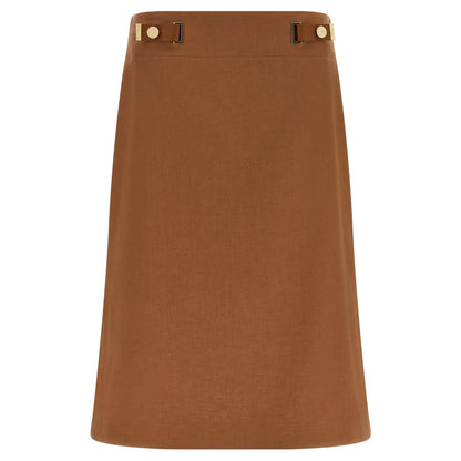 Fendi Brown Linen Midi Skirt